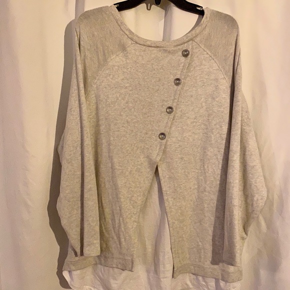 Caslon Tops - 🌎 3/4 sleeve gray sweater split back women’s plus
